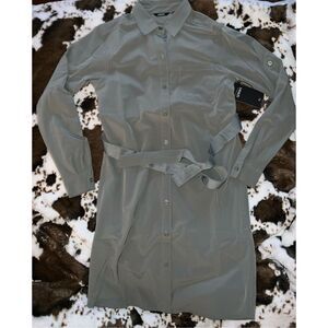 Peach Safari Shirt Dress - Moss Green